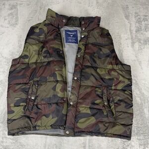 American Eagle Camo Green Puffer Vest - XXL  Gorpcore Outdoor Preppy